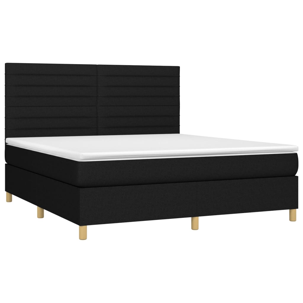 vidaXL Cama box spring con colchón tela negro 180x200 cm