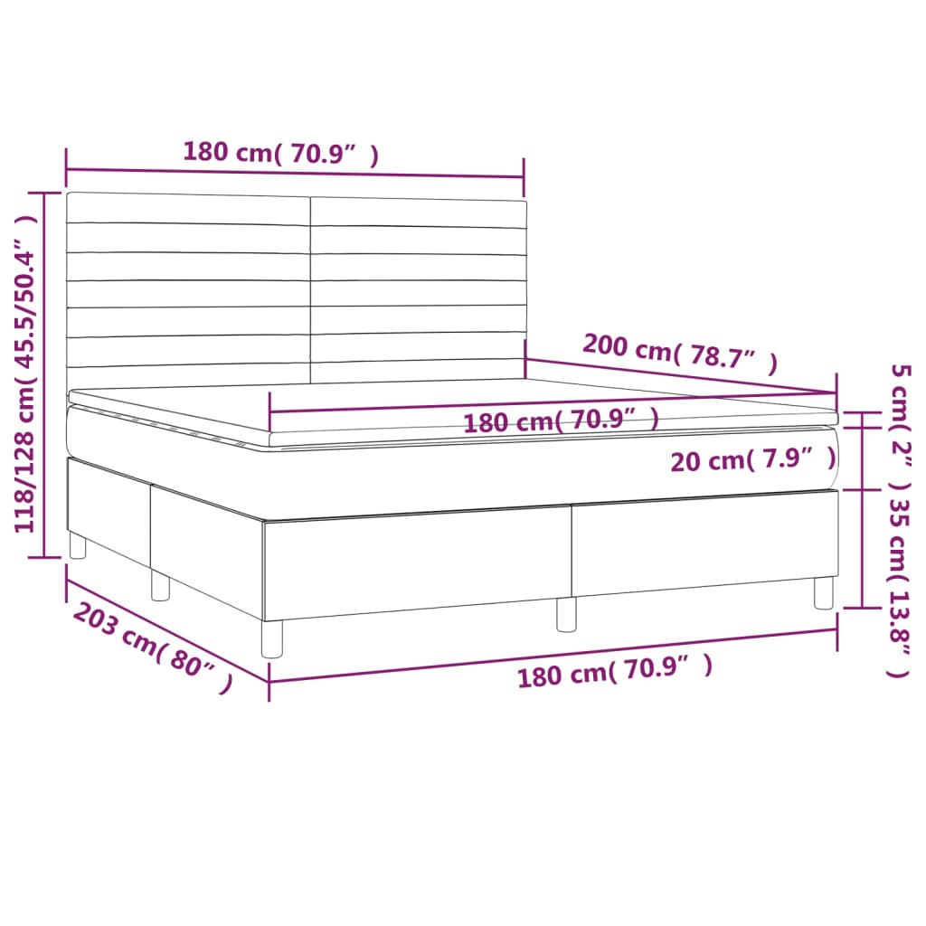 vidaXL Cama box spring con colchón tela negro 180x200 cm