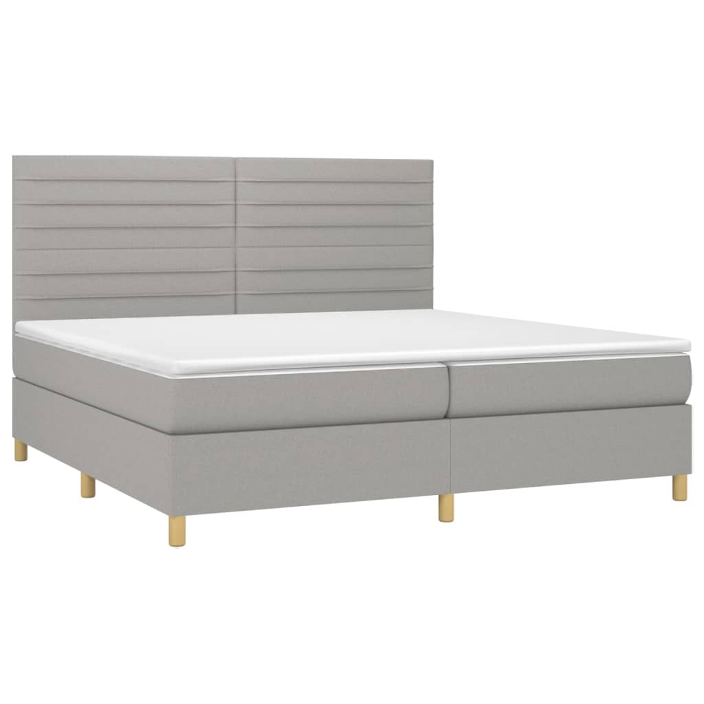 vidaXL Cama box spring con colchón tela gris claro 200x200 cm