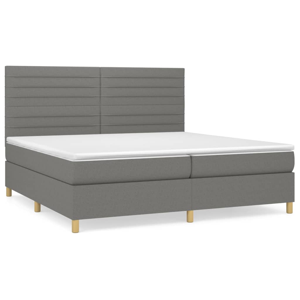 vidaXL Cama box spring con colchón tela gris oscuro 200x200 cm