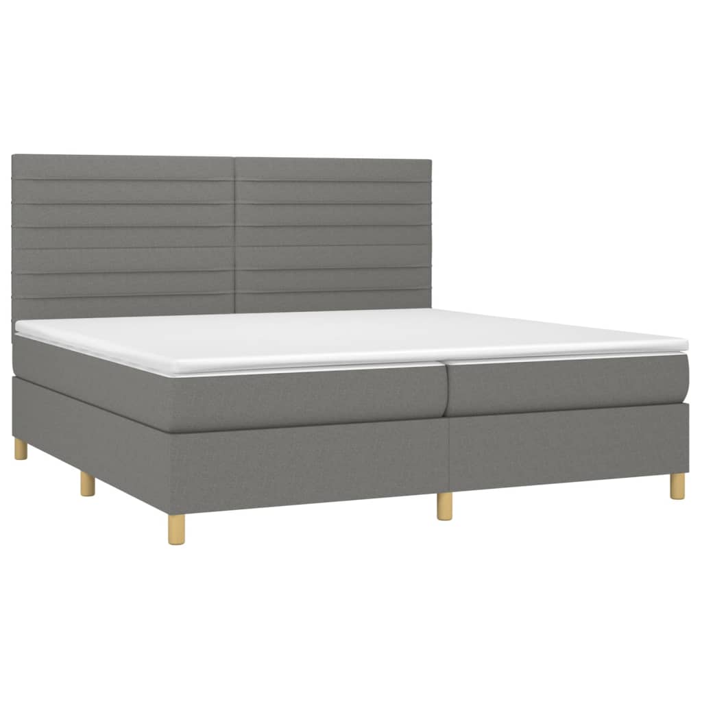 vidaXL Cama box spring con colchón tela gris oscuro 200x200 cm