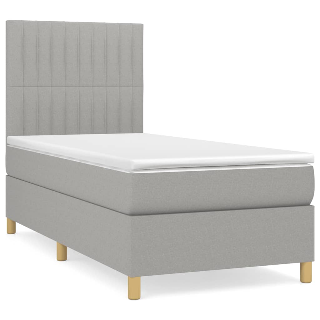 vidaXL Cama box spring con colchón tela gris claro 100x200 cm