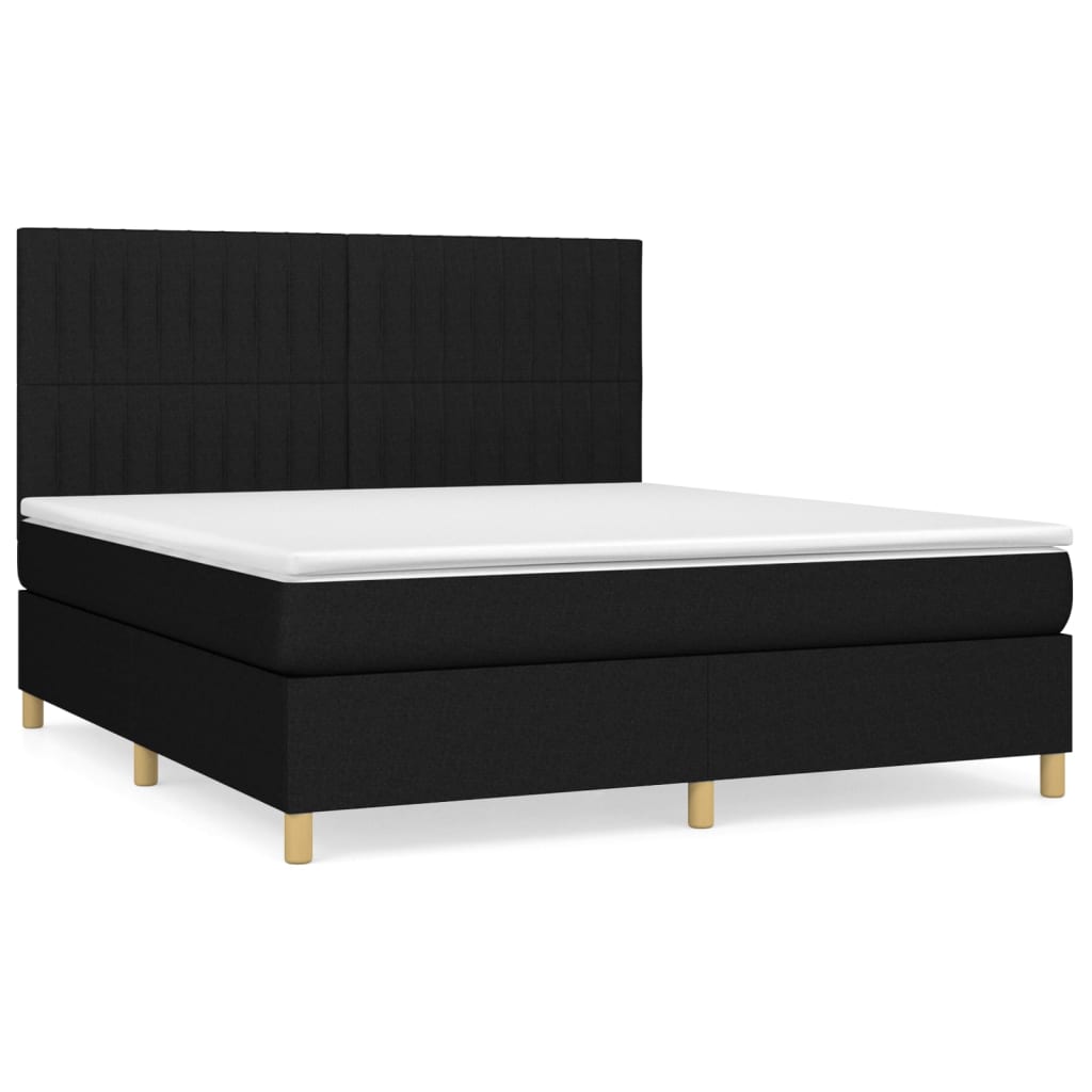 vidaXL Cama box spring con colchón tela negro 160x200 cm