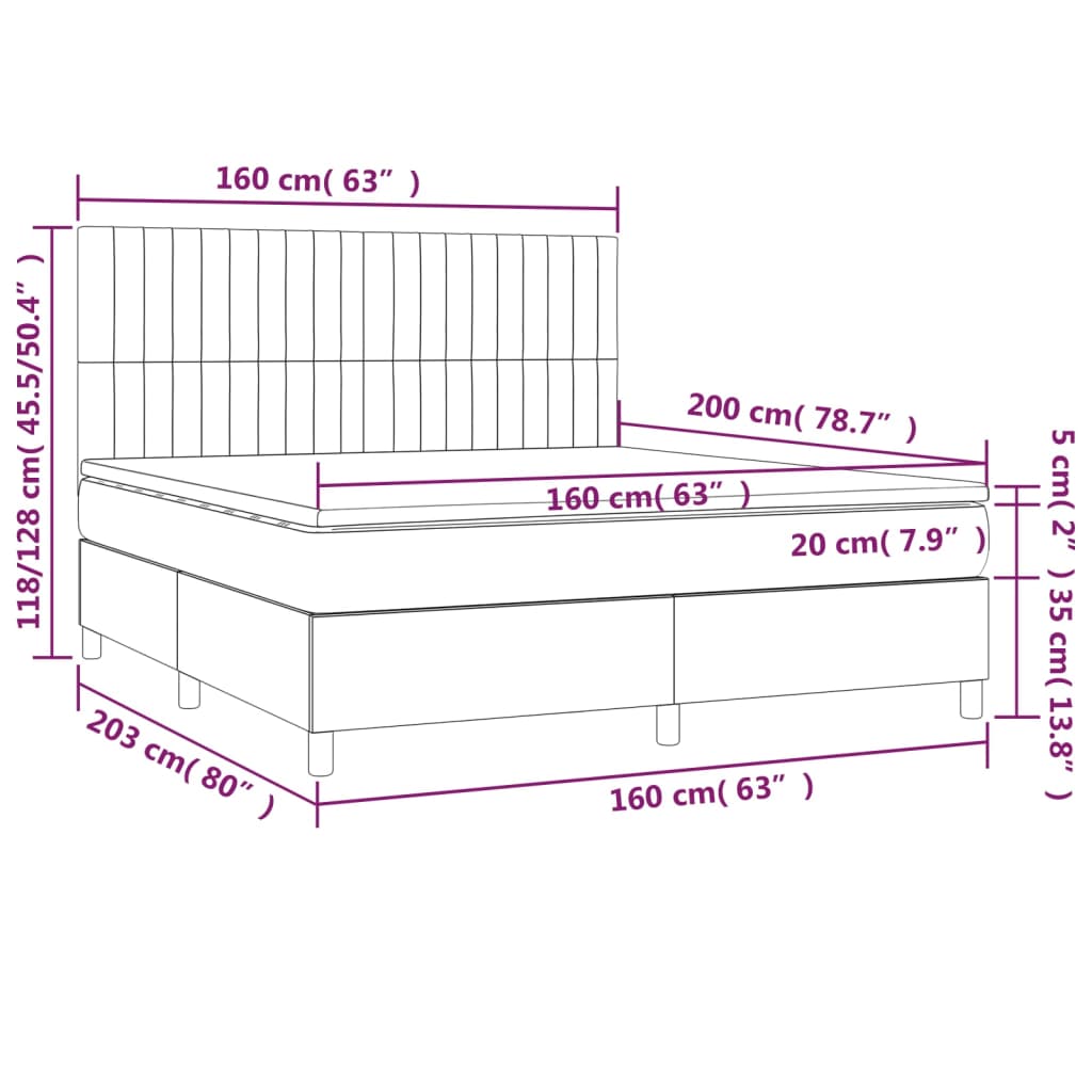 vidaXL Cama box spring con colchón tela negro 160x200 cm