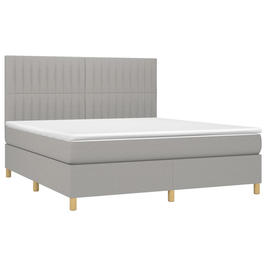 vidaXL Cama box spring con colchón tela gris claro 180x200 cm