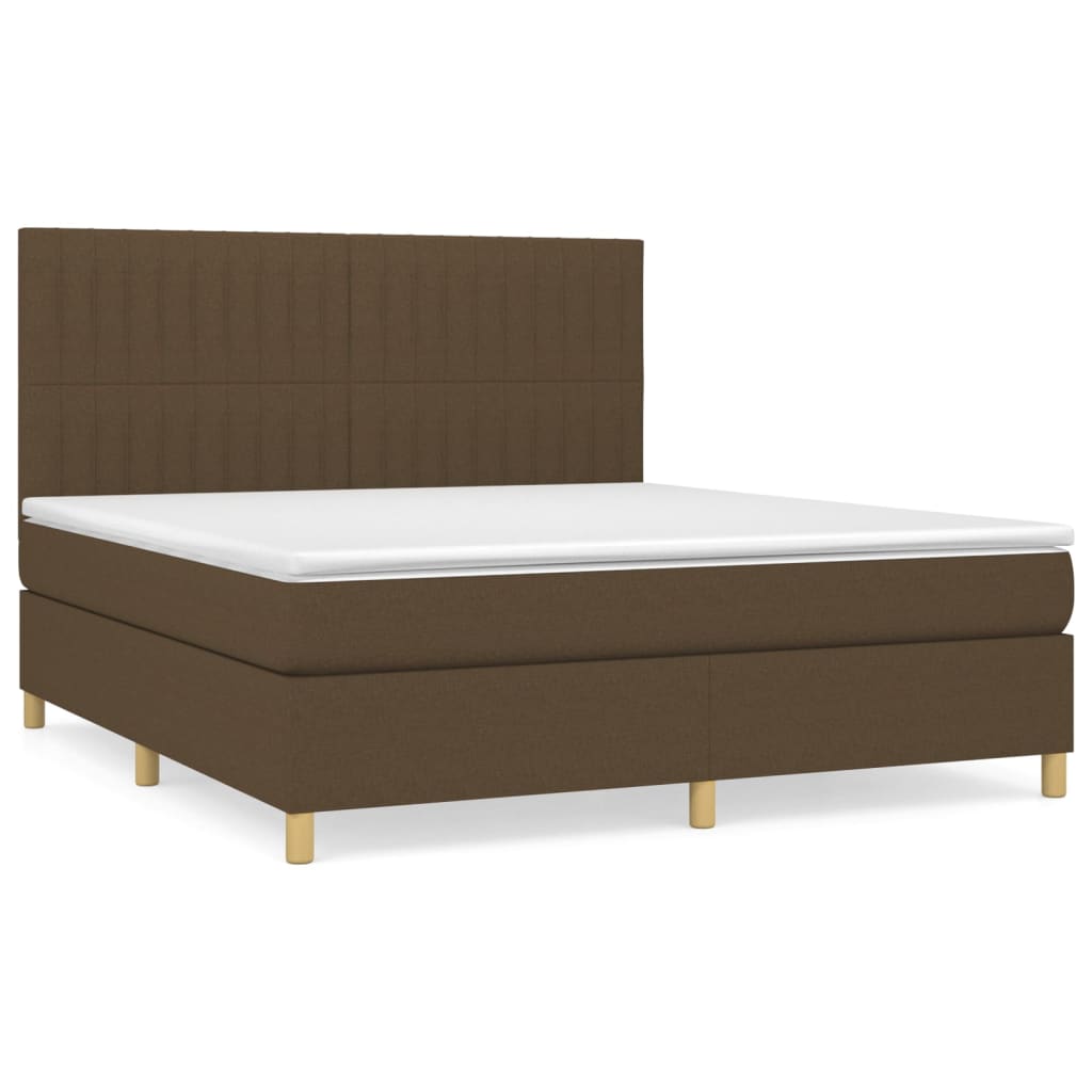 vidaXL Cama box spring con colchón tela marrón oscuro 180x200 cm