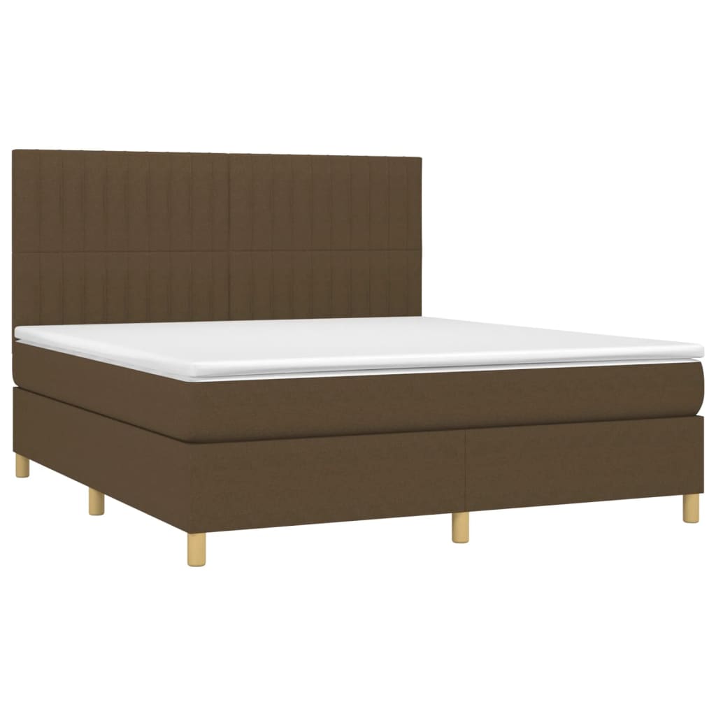 vidaXL Cama box spring con colchón tela marrón oscuro 180x200 cm