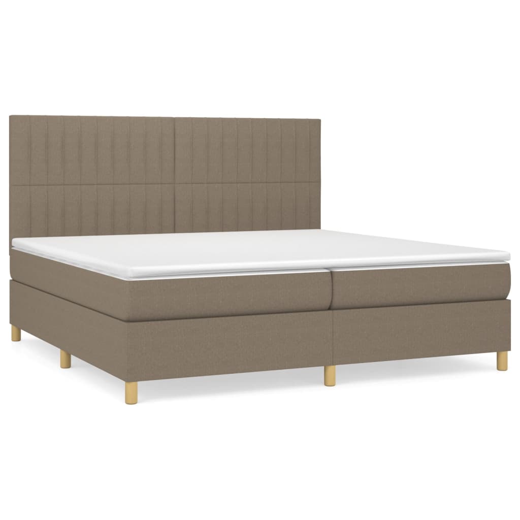 vidaXL Cama box spring con colchón tela gris taupe 200x200 cm