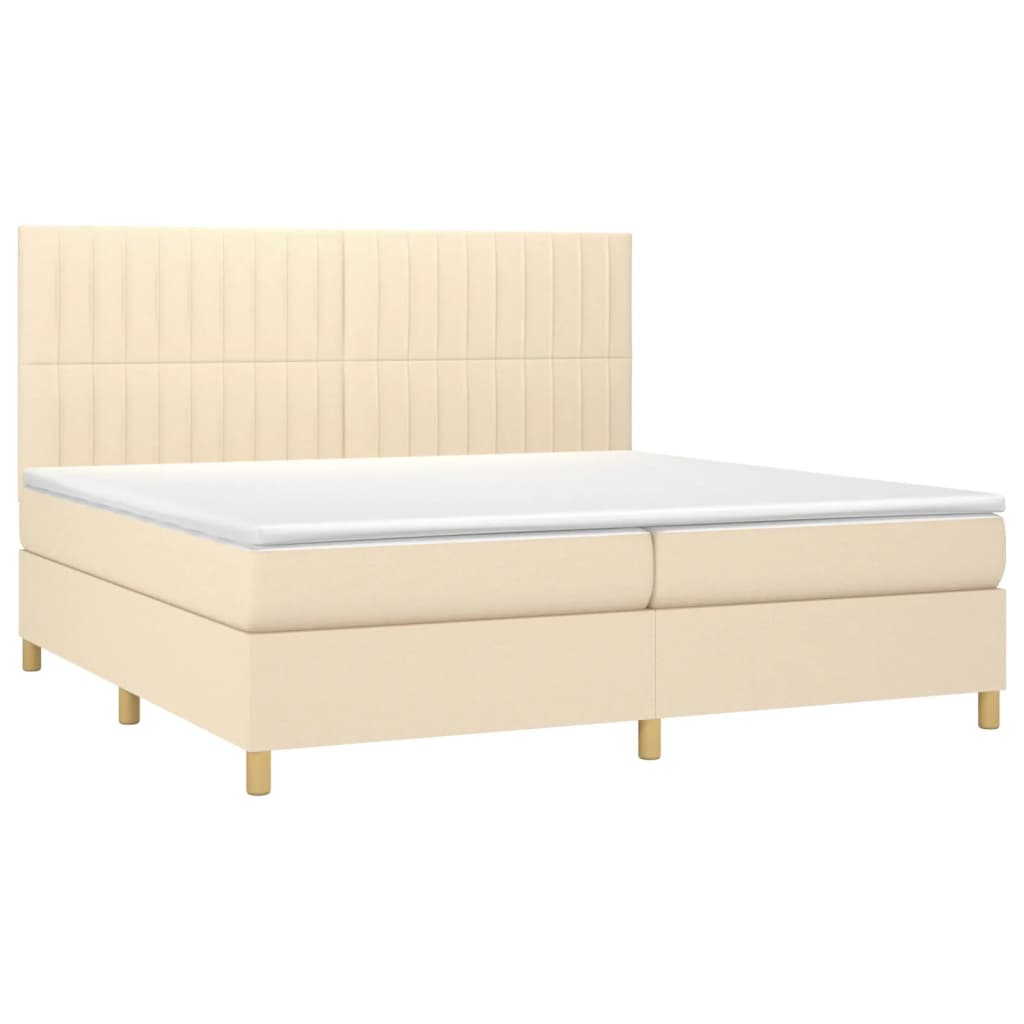 vidaXL Cama box spring con colchón tela color crema 200x200 cm