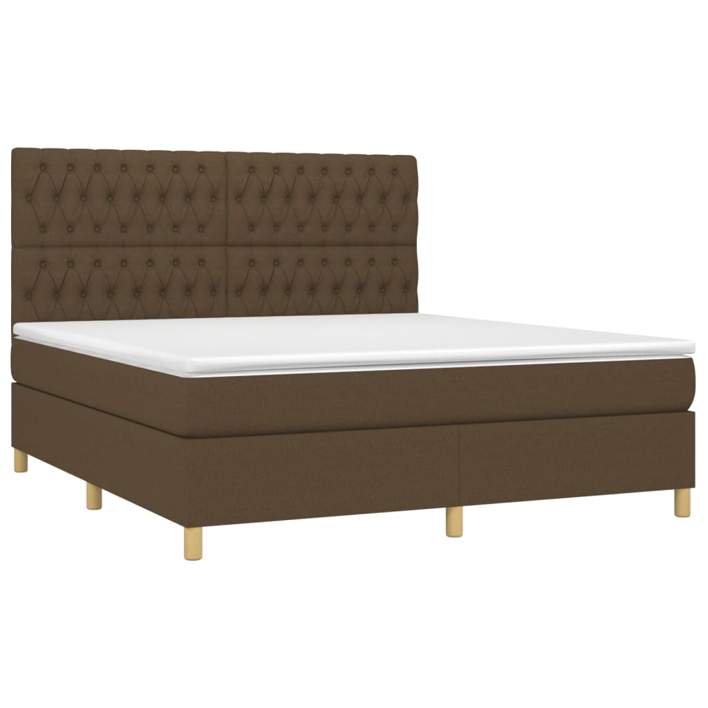 vidaXL Cama box spring con colchón tela marrón oscuro 180x200 cm