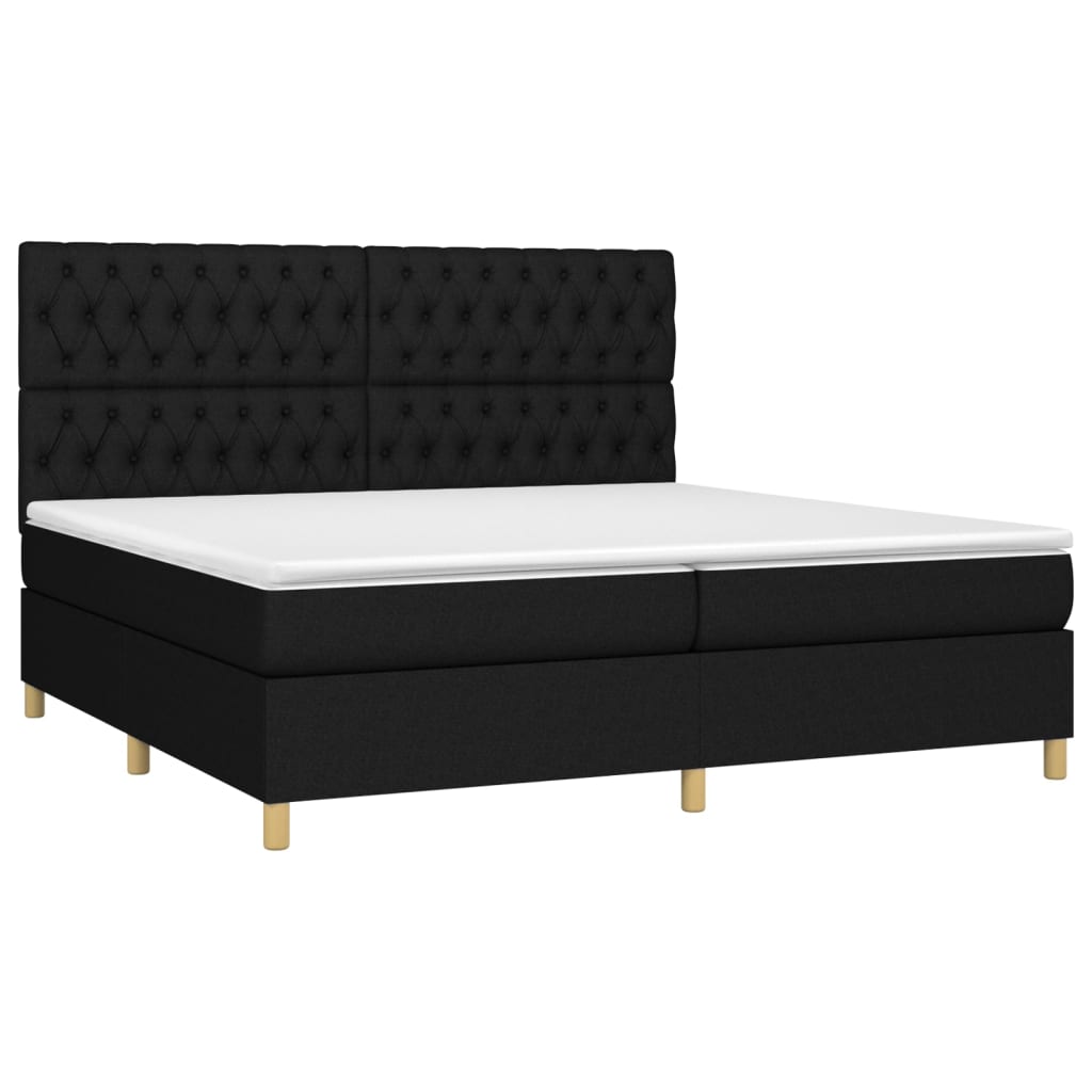 vidaXL Cama box spring con colchón tela negro 200x200 cm