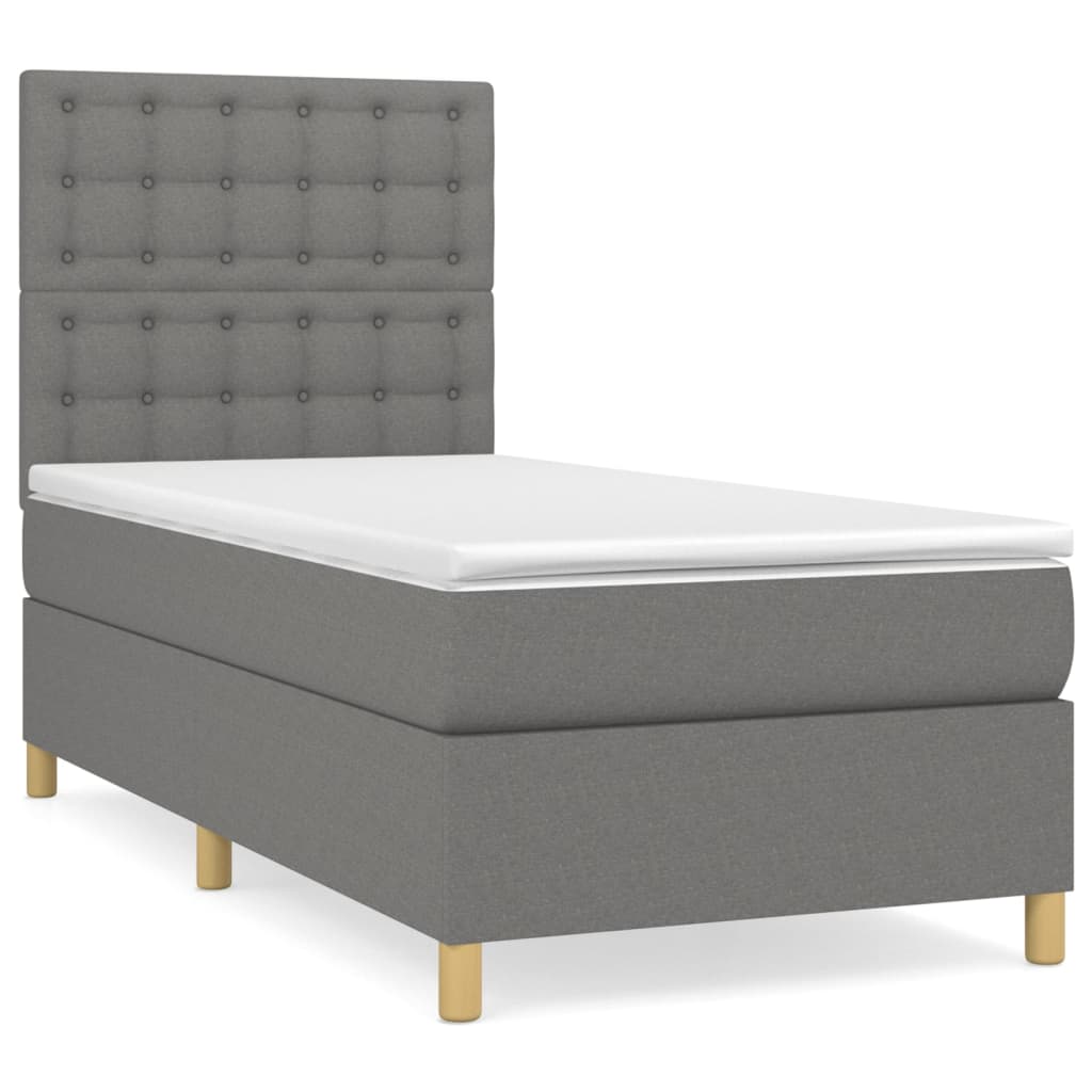 vidaXL Cama box spring con colchón tela gris oscuro 80x200 cm