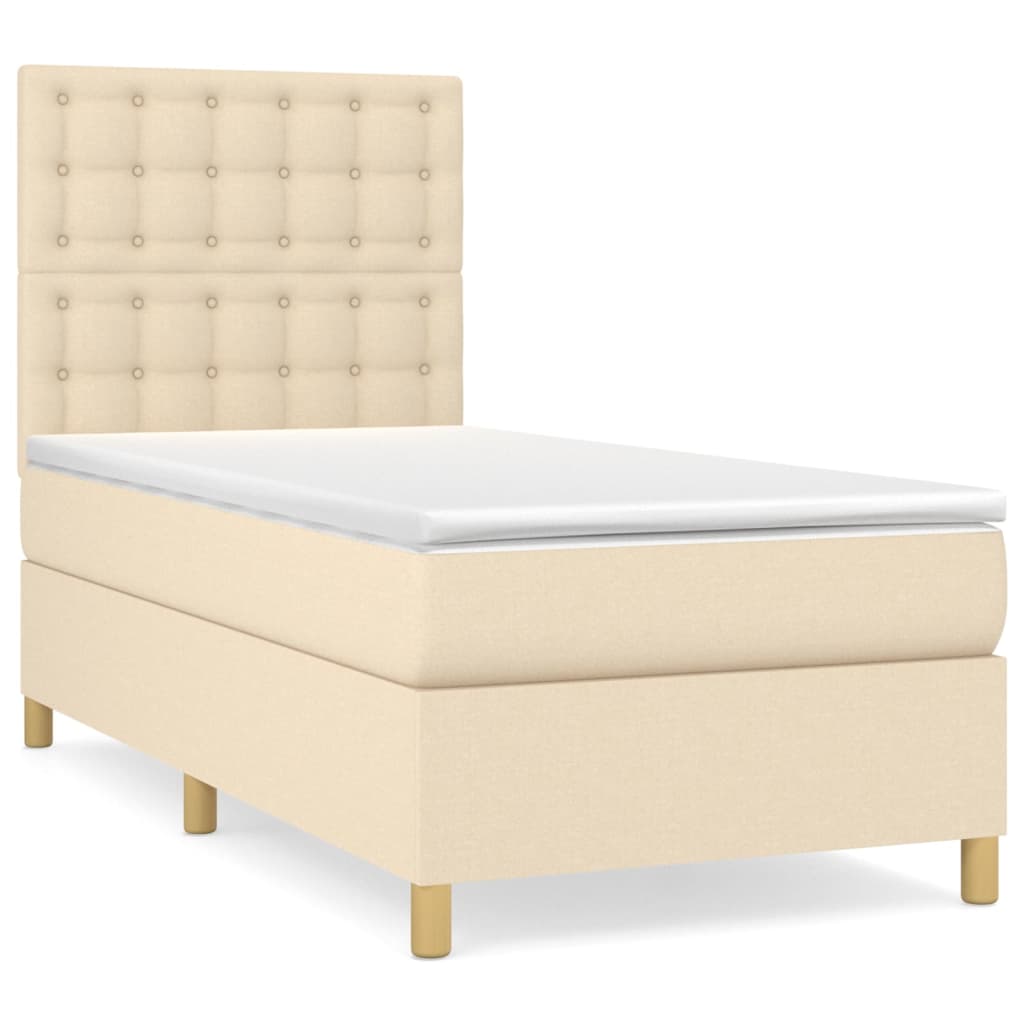 vidaXL Cama box spring con colchón tela color crema 80x200 cm