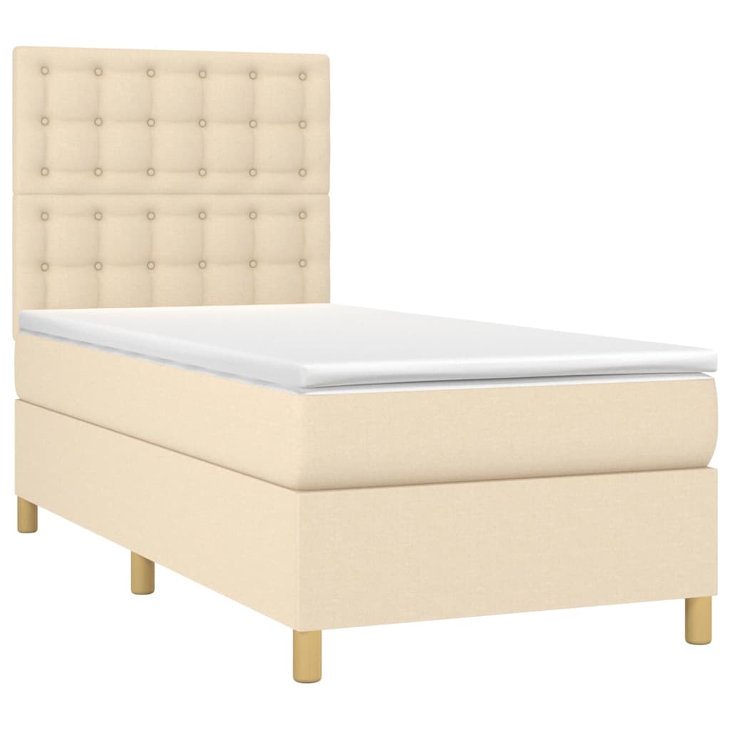 vidaXL Cama box spring con colchón tela color crema 80x200 cm