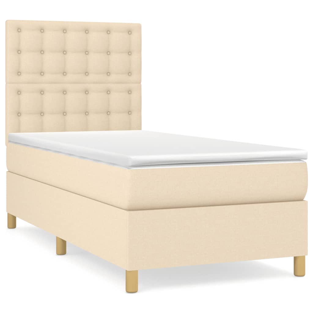 vidaXL Cama box spring con colchón tela color crema 90x190 cm