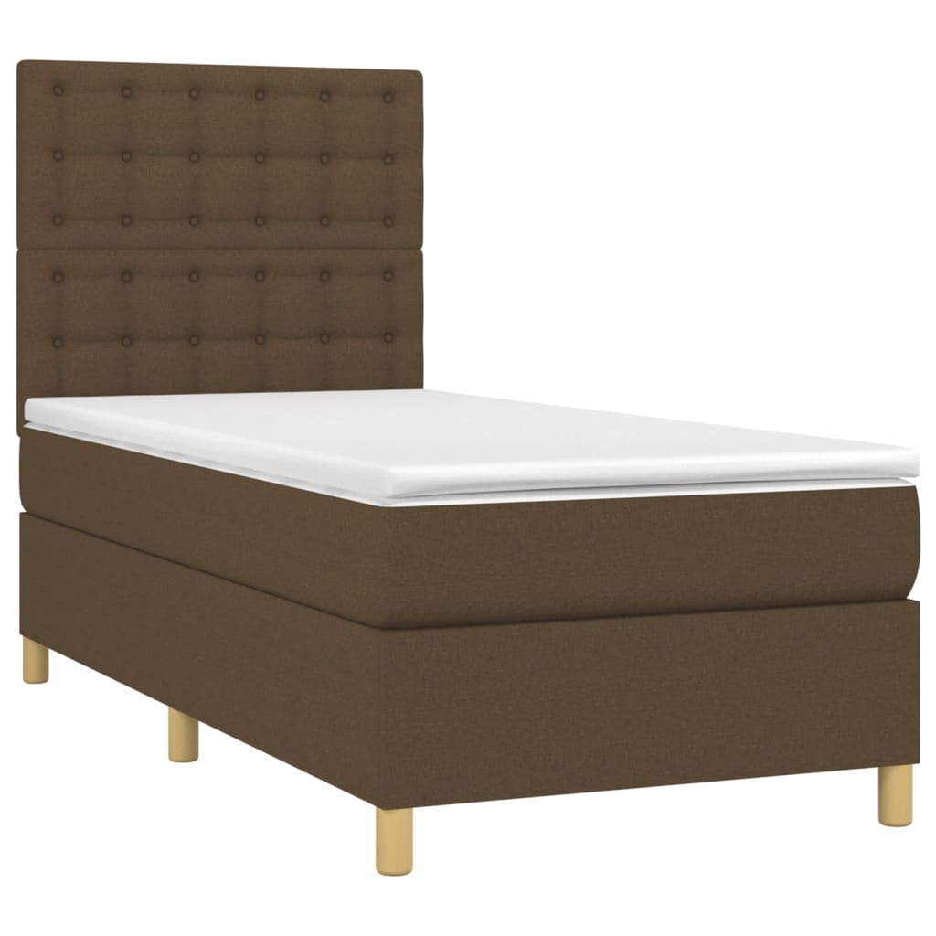 vidaXL Cama box spring con colchón tela marrón oscuro 100x200 cm