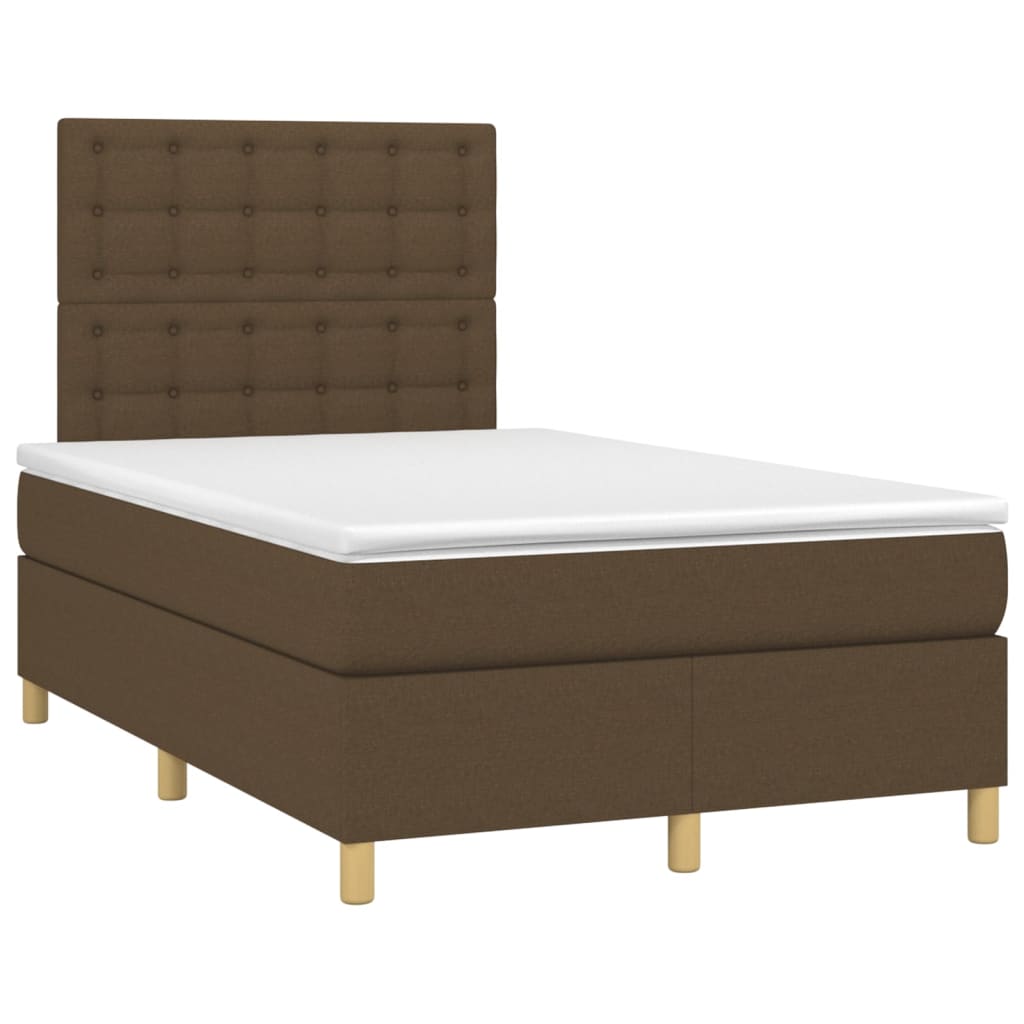 vidaXL Cama box spring con colchón tela marrón oscuro 120x200 cm