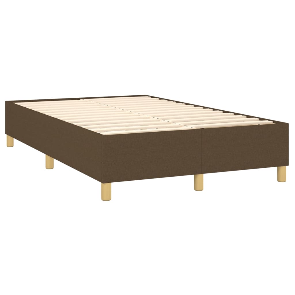 vidaXL Cama box spring con colchón tela marrón oscuro 120x200 cm