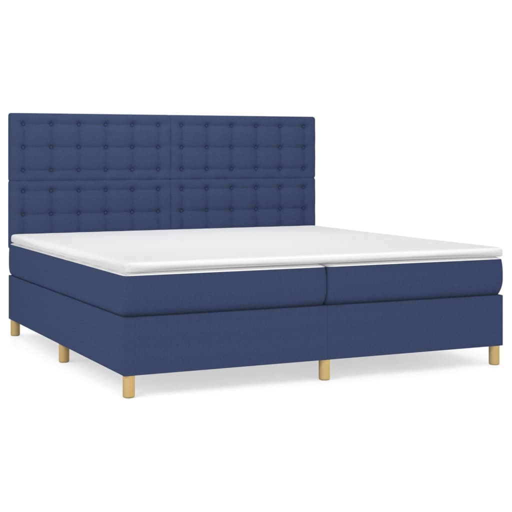 vidaXL Cama box spring con colchón tela azul 200x200 cm