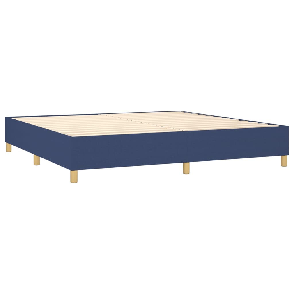 vidaXL Cama box spring con colchón tela azul 200x200 cm