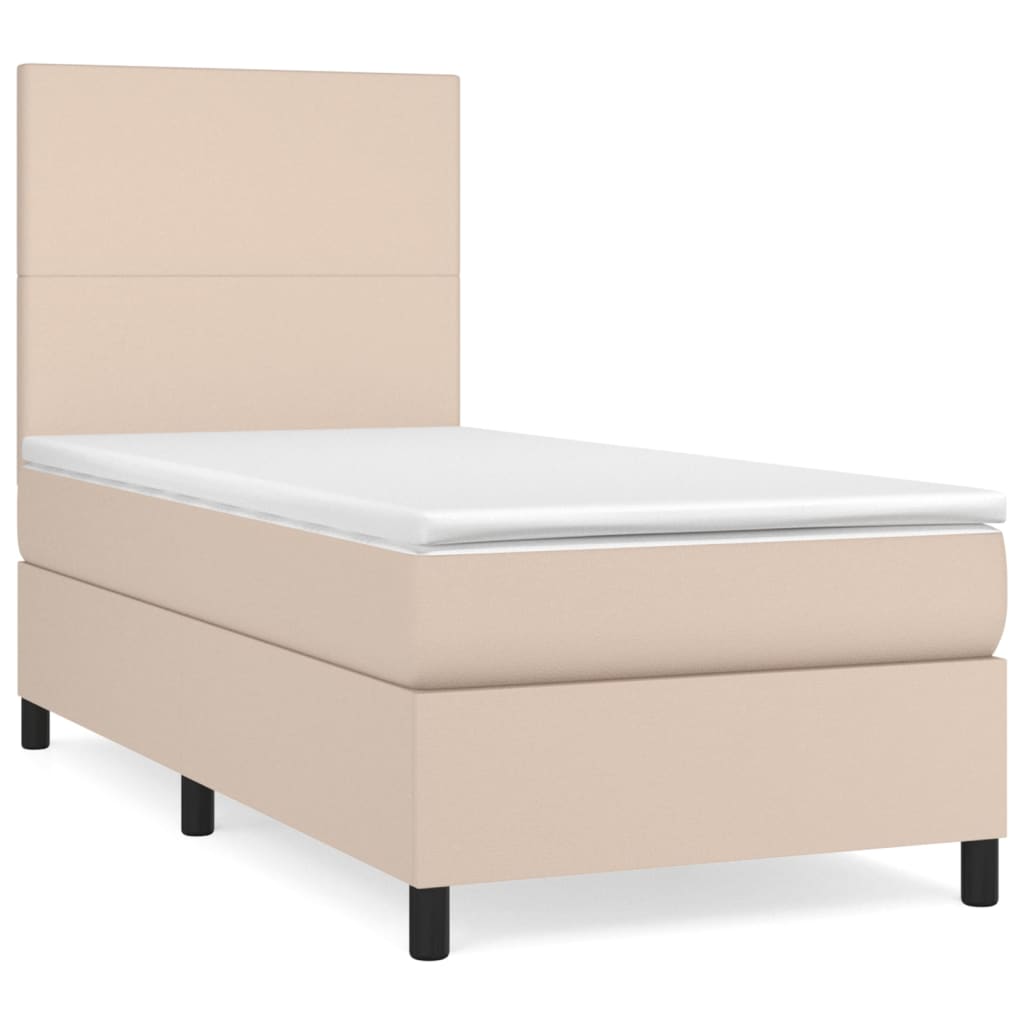 vidaXL Cama box spring con colchón cuero sintético capuchino 80x200 cm