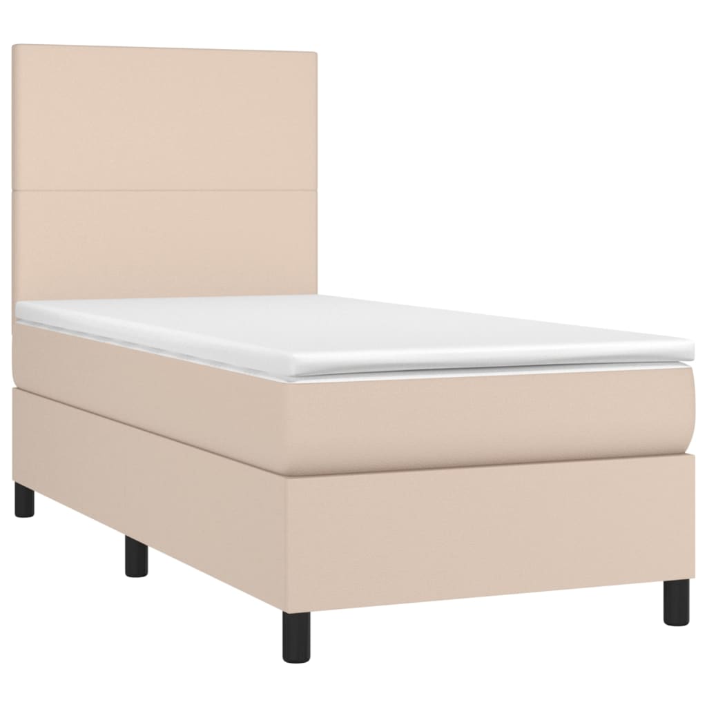 vidaXL Cama box spring con colchón cuero sintético capuchino 80x200 cm