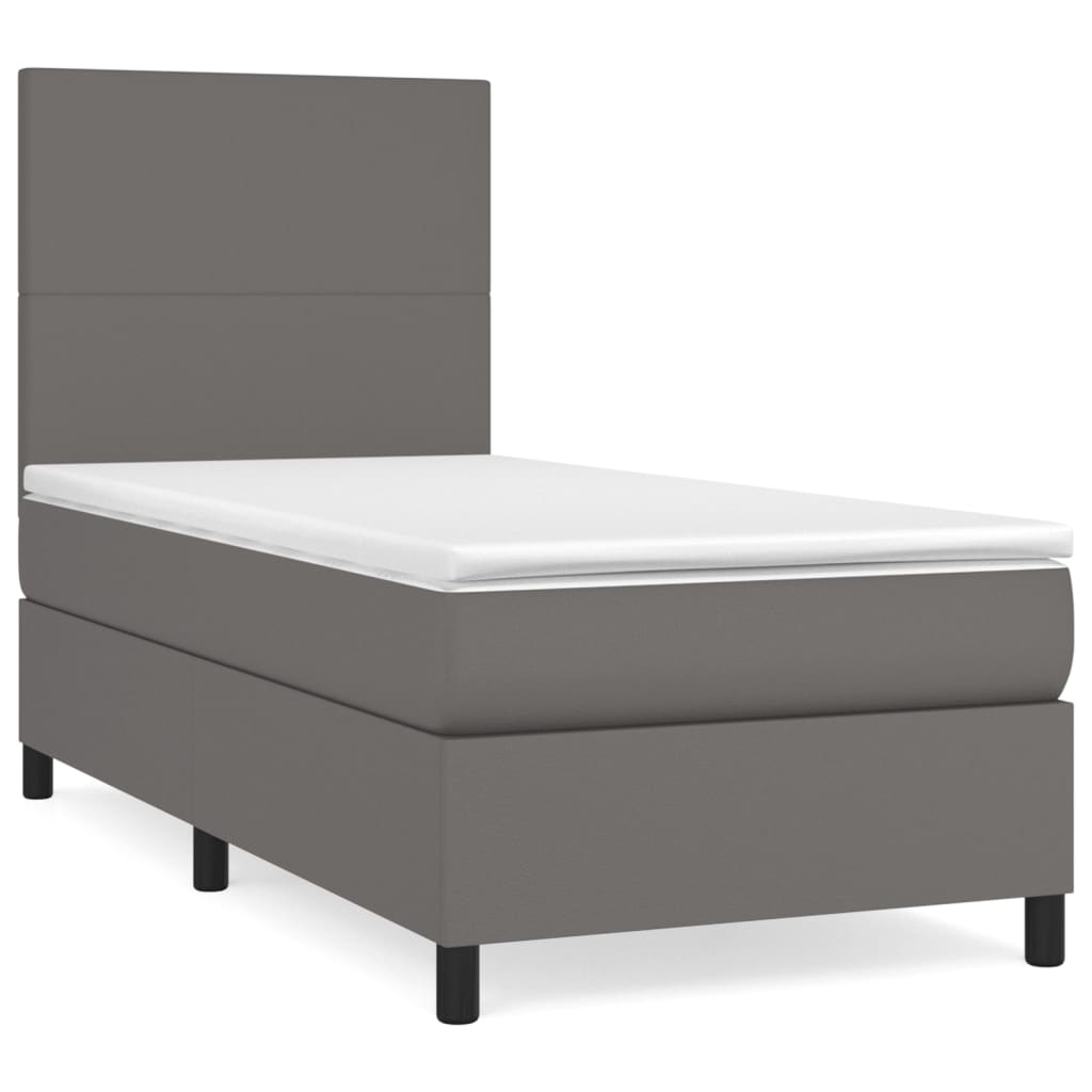 vidaXL Cama box spring con colchón cuero sintético gris 90x190 cm