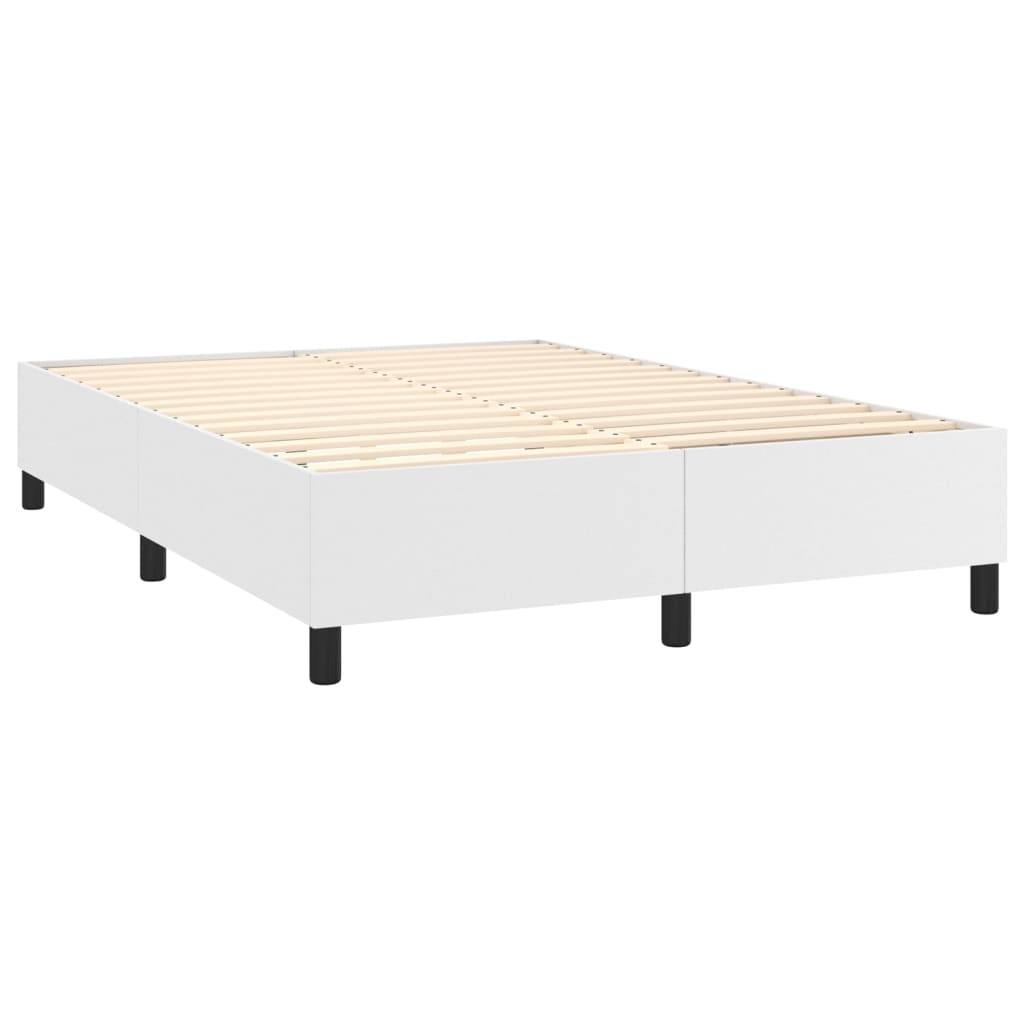 vidaXL Cama box spring con colchón cuero sintético blanco 140x190 cm