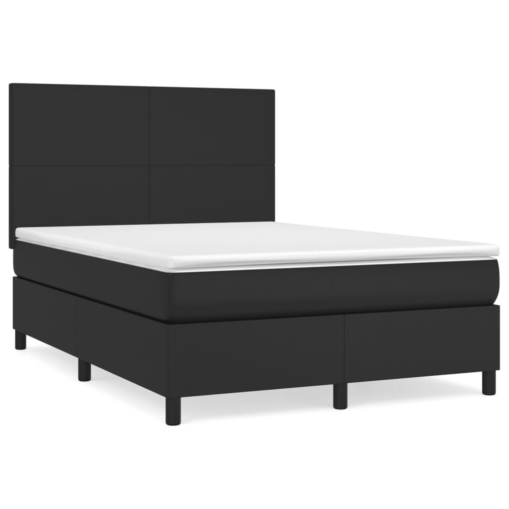 vidaXL Cama box spring con colchón cuero sintético negro 140x200cm