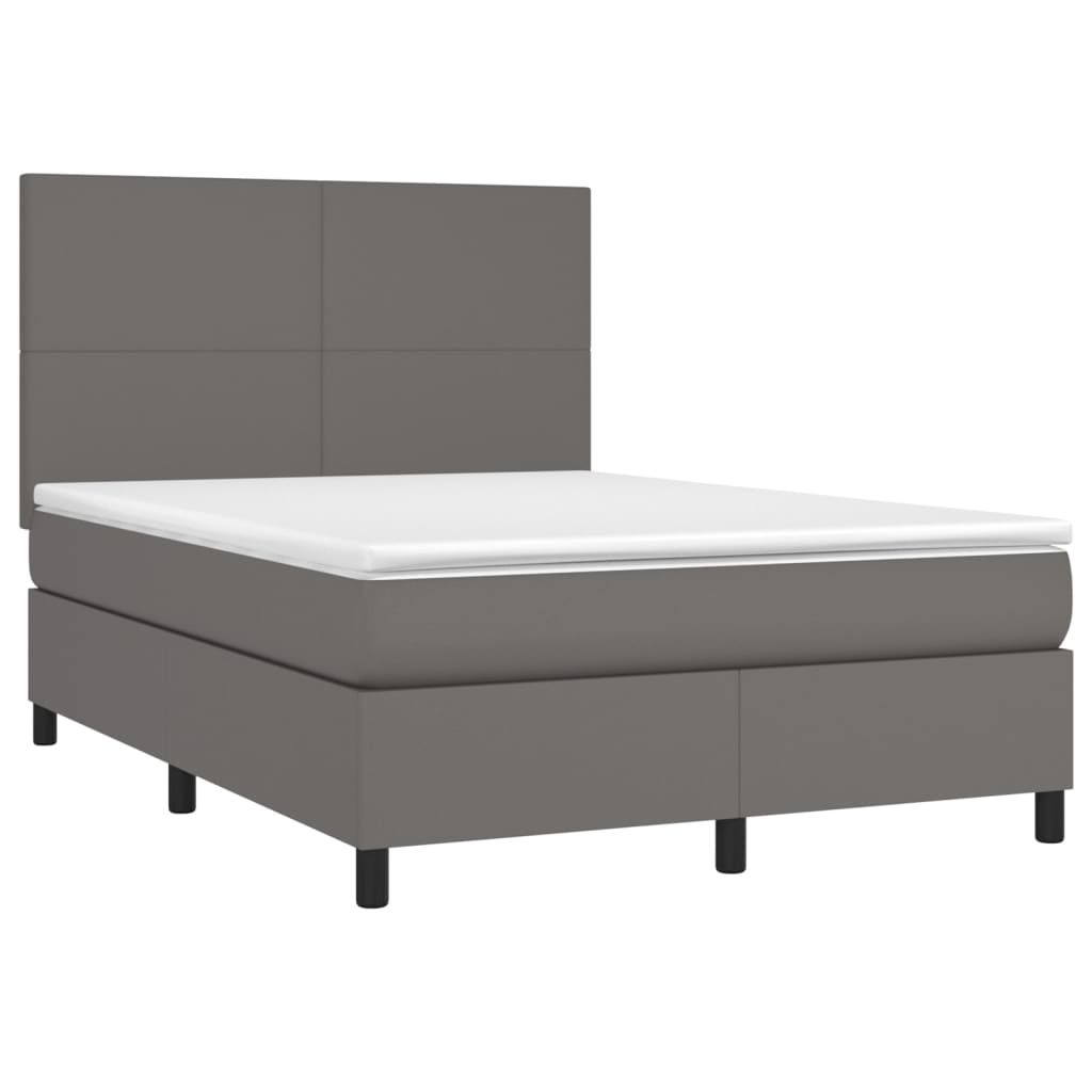 vidaXL Cama box spring con colchón cuero sintético gris 140x200 cm