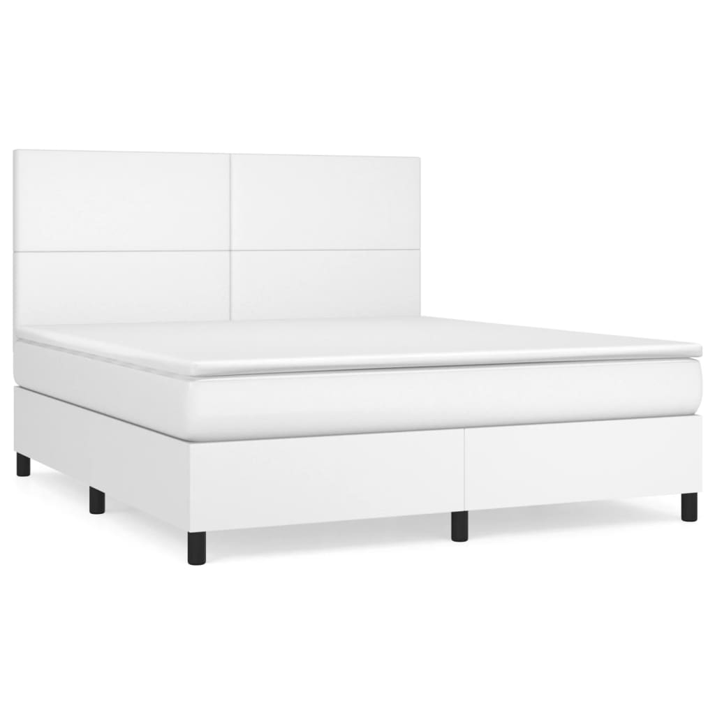 vidaXL Cama box spring con colchón cuero sintético blanco 180x200 cm