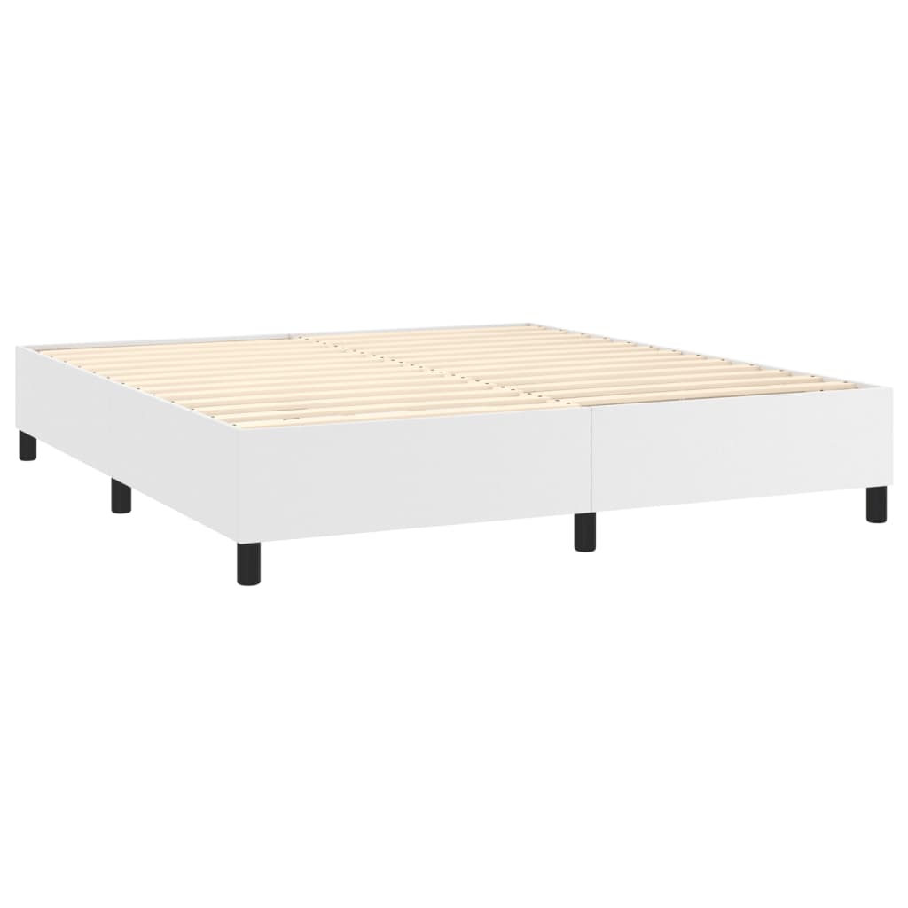 vidaXL Cama box spring con colchón cuero sintético blanco 180x200 cm