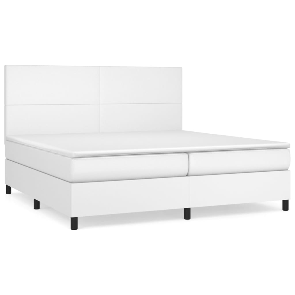 vidaXL Cama box spring con colchón cuero sintético blanco 200x200 cm