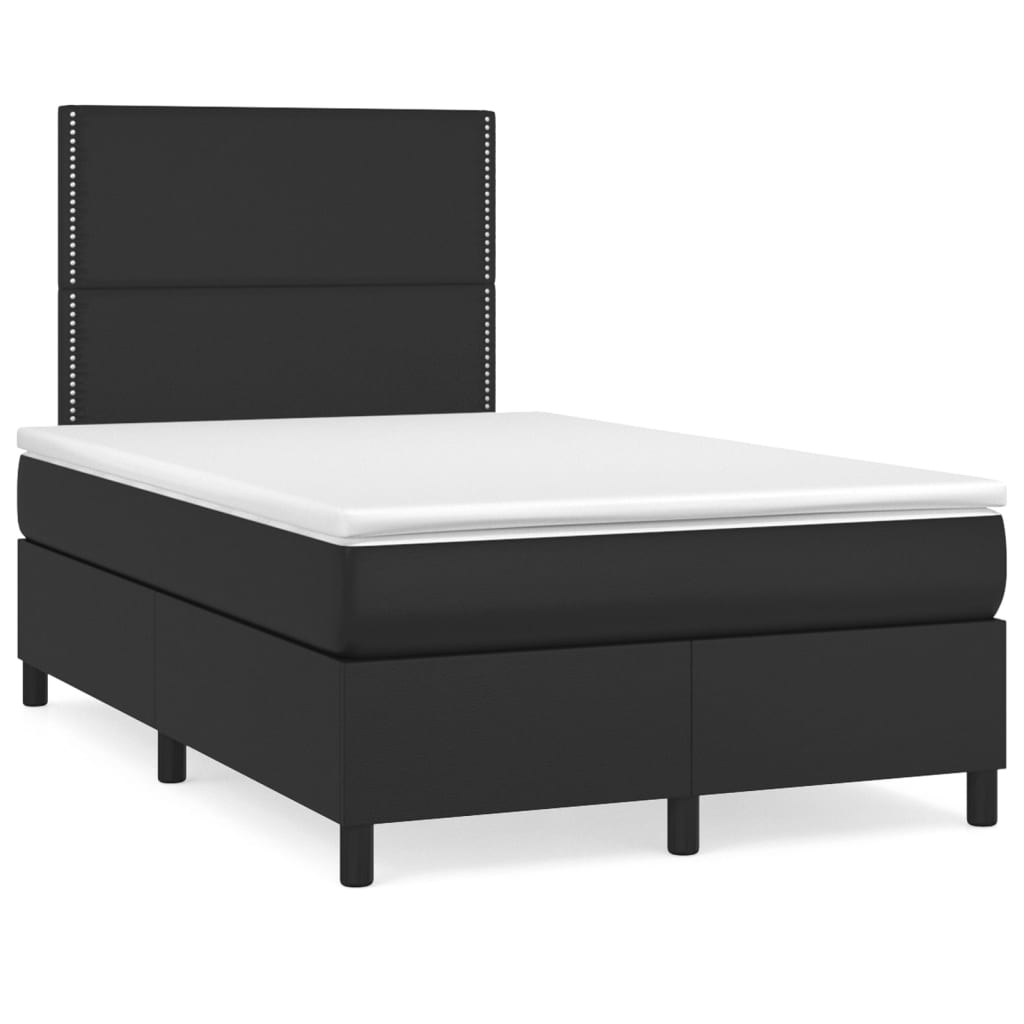 vidaXL Cama box spring con colchón cuero sintético negro 120x200 cm