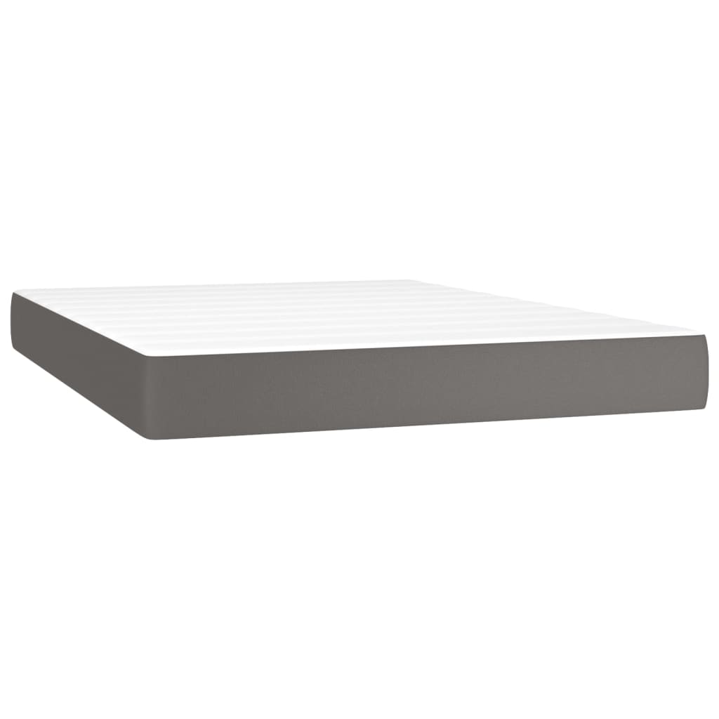 vidaXL Cama box spring con colchón cuero sintético gris 140x200 cm