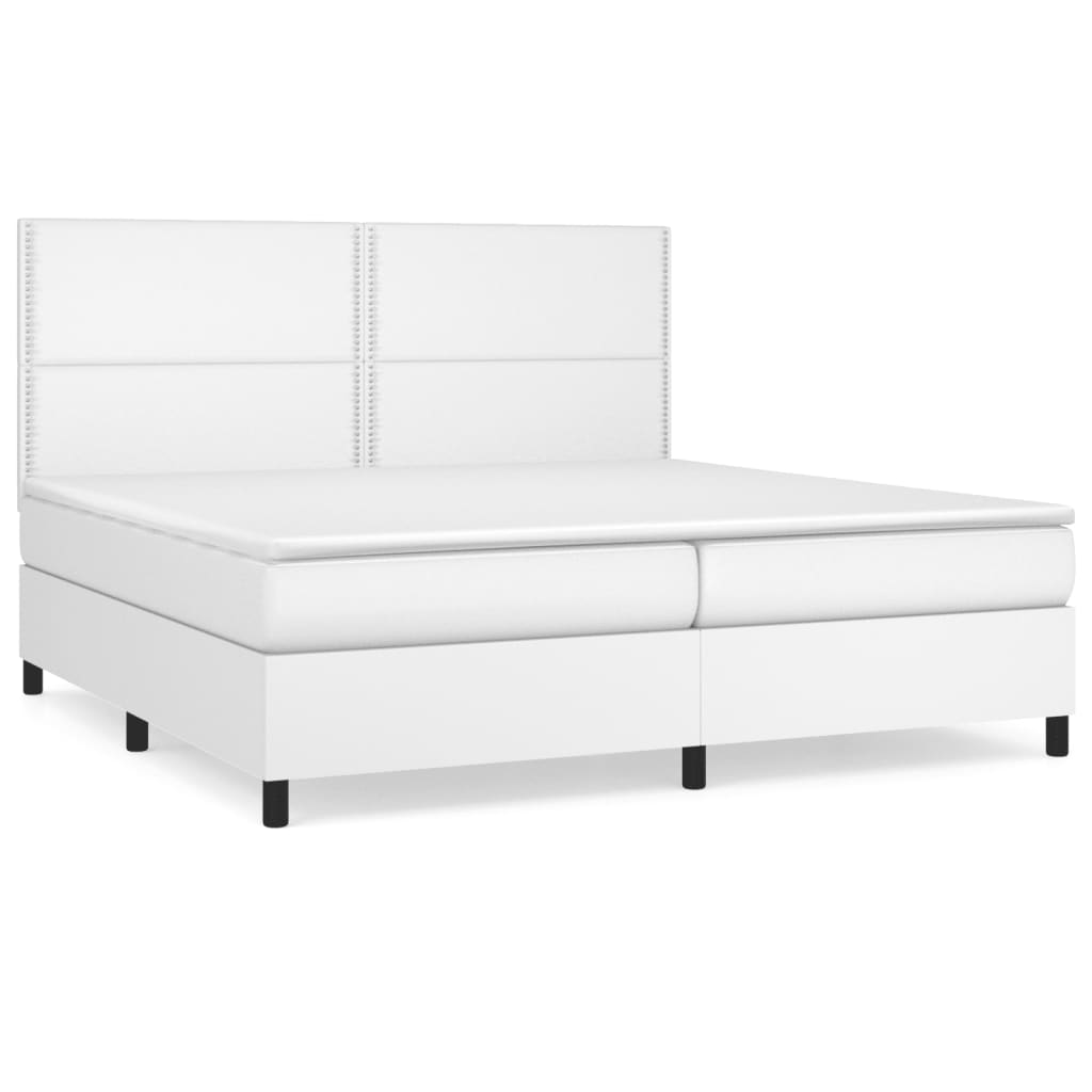 vidaXL Cama box spring con colchón cuero sintético blanco 200x200 cm