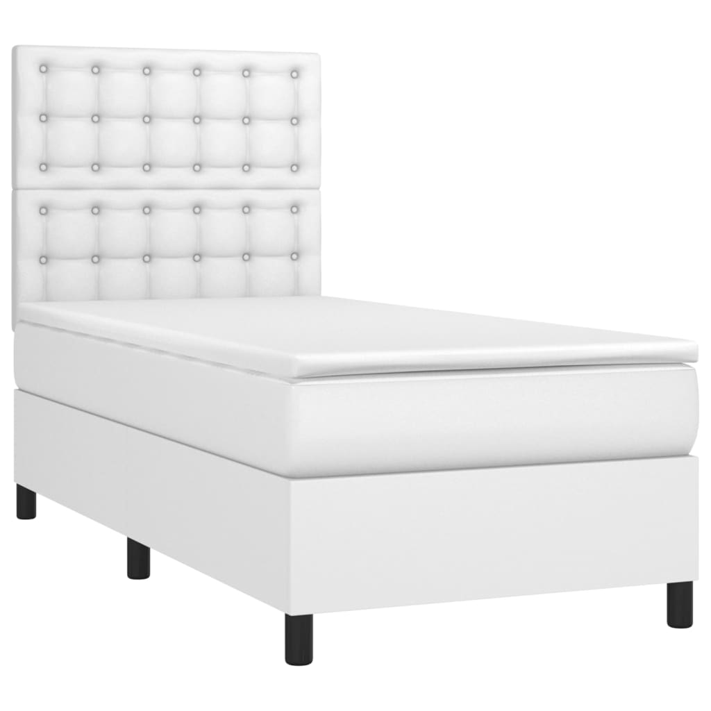 vidaXL Cama box spring con colchón cuero sintético blanco 80x200 cm