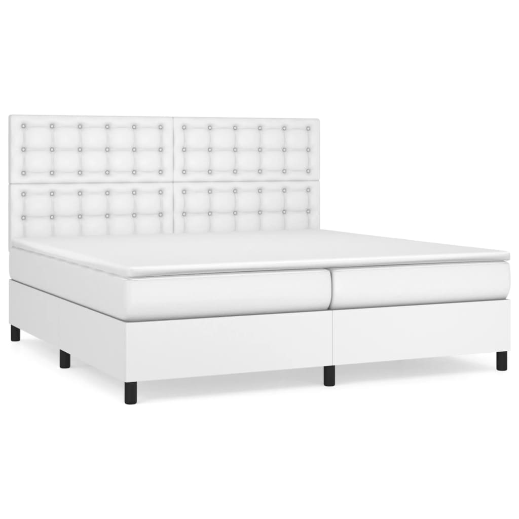 vidaXL Cama box spring con colchón cuero sintético blanco 200x200 cm