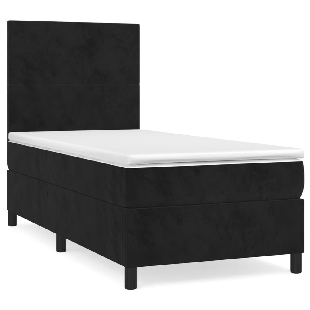 vidaXL Cama box spring con colchón terciopelo negro 80x200 cm