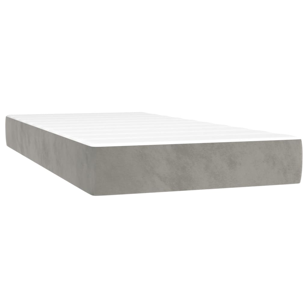 vidaXL Cama box spring con colchón terciopelo gris claro 90x190 cm