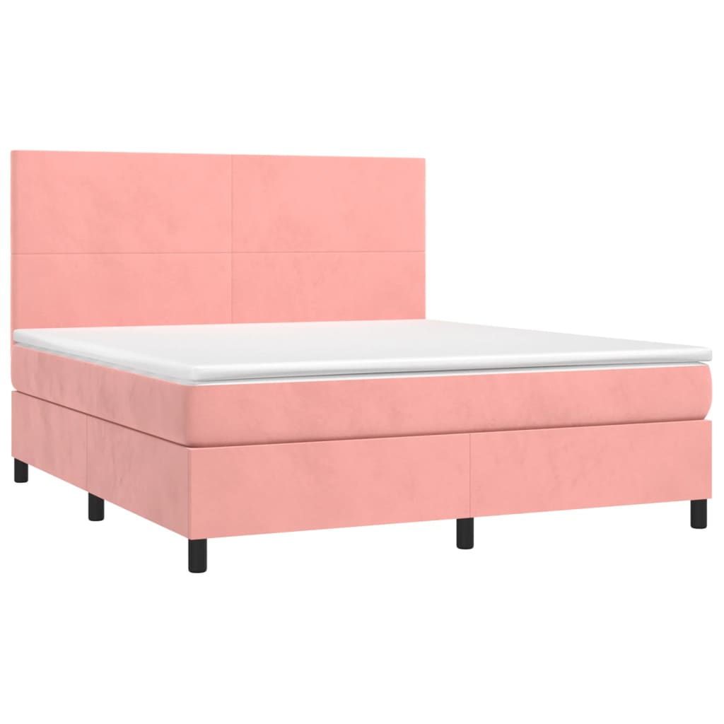 vidaXL Cama box spring con colchón terciopelo rosa 180x200 cm