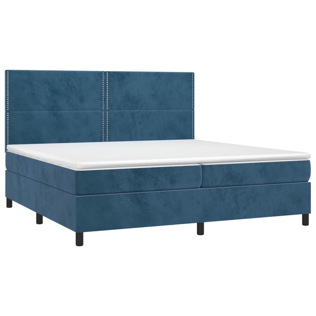 vidaXL Cama box spring con colchón terciopelo azul oscuro 200x200 cm