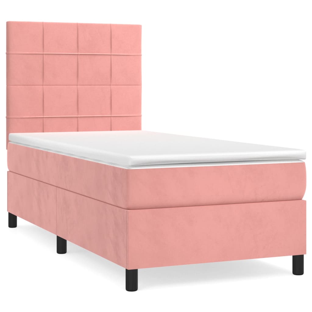 vidaXL Cama box spring con colchón terciopelo rosa 100x200 cm