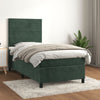 vidaXL Cama box spring con colchón terciopelo verde oscuro 100x200 cm