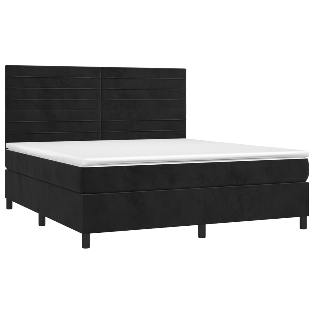 vidaXL Cama box spring con colchón terciopelo negro 180x200 cm