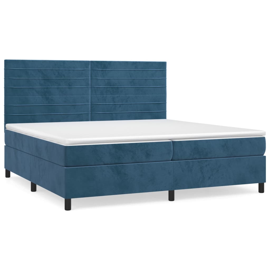 vidaXL Cama box spring con colchón terciopelo azul oscuro 200x200 cm