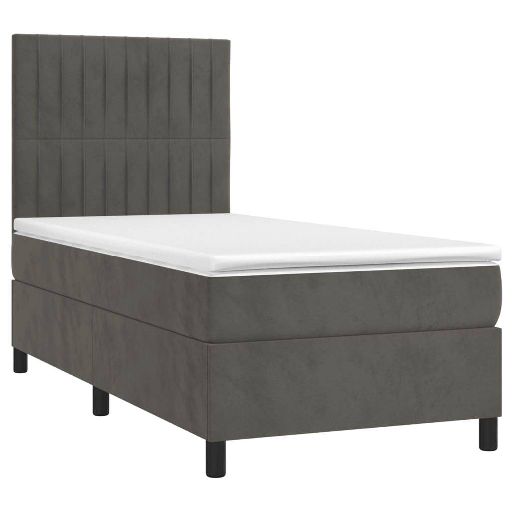 vidaXL Cama box spring con colchón terciopelo gris oscuro 90x200 cm