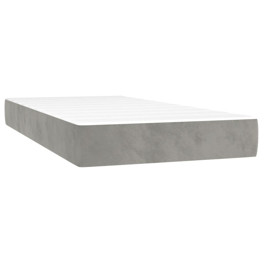 vidaXL Cama box spring con colchón terciopelo gris claro 100x200 cm