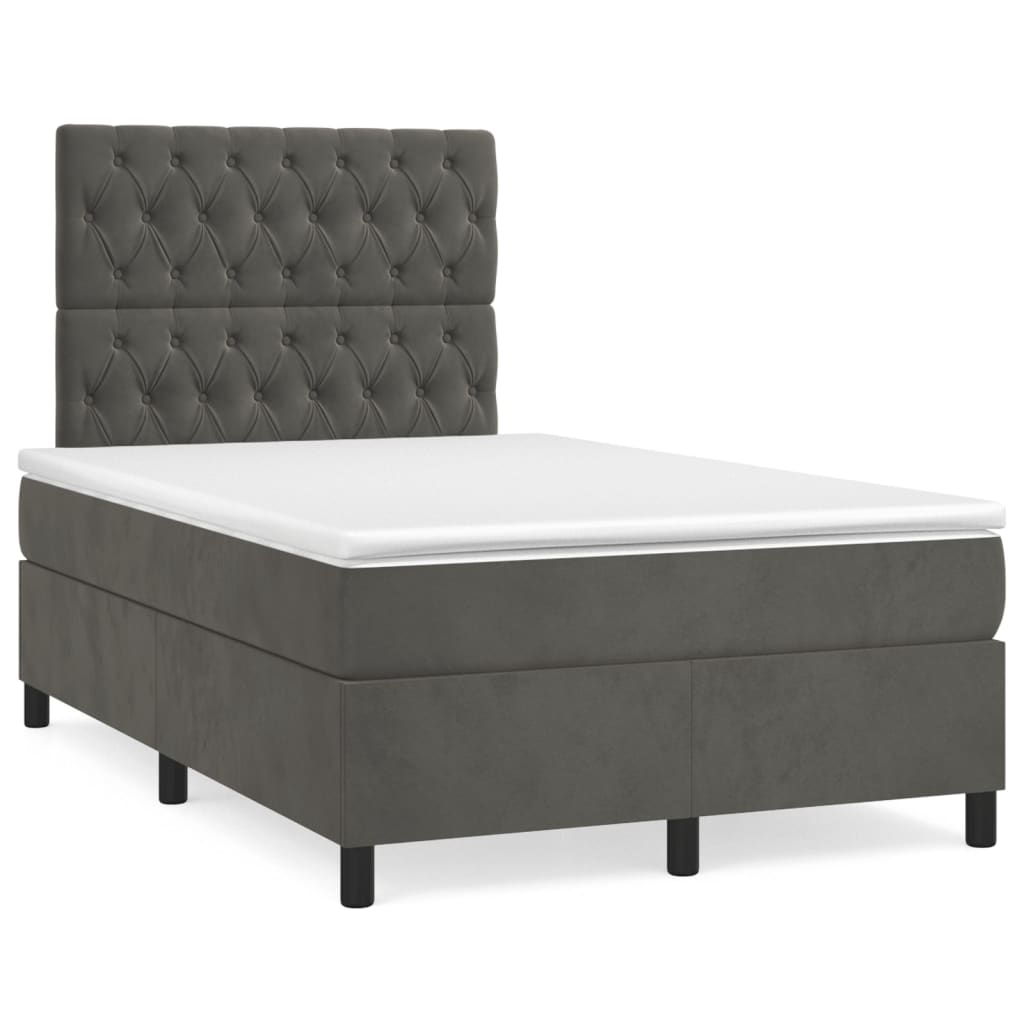 vidaXL Cama box spring con colchón terciopelo gris oscuro 120x200 cm