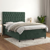 vidaXL Cama box spring con colchón terciopelo verde oscuro 140x190 cm